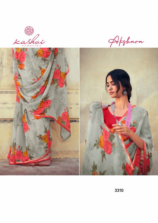 Kashvi Akshara Latest Fancy Designer Silk Casual Wear Chiffon Printed Saree Collection